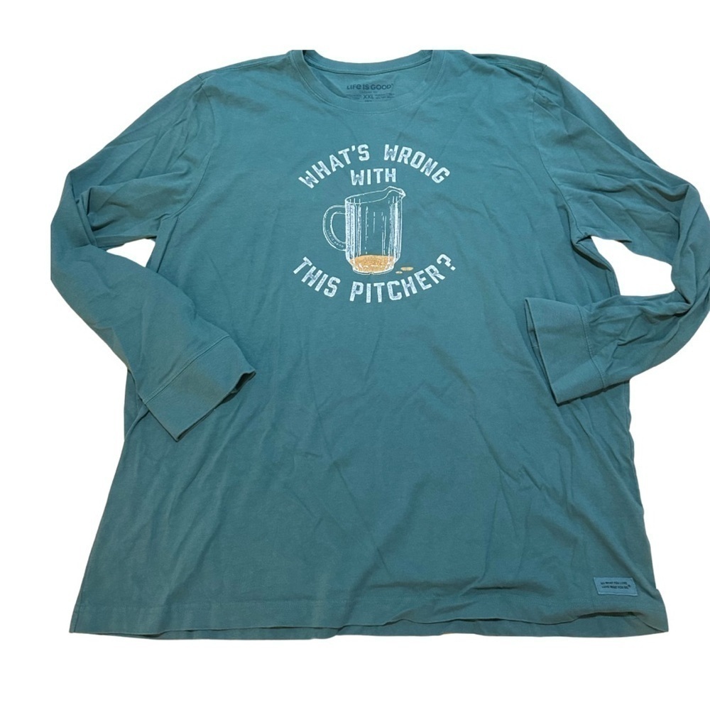 Life is Good "What's Wrong With This Pitcher?" Long Sleeve Crusher Tee (XXL) 🍻